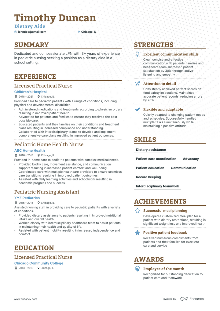 5 Dietary Aide Resume Examples And Guide For 2023 8335